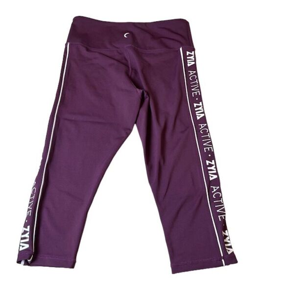 Zyia Active Cropped Legging Purple with White Side Leg Logo Size 6-8 - Picture 5 of 9